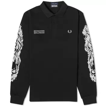 Поло с длинными рукавами и принтом Fred Perry x Noon Goons, черный