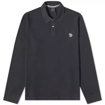 Поло с длинными рукавами и зеброй Paul Smith, черный