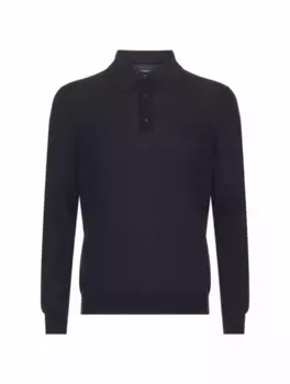 Поло с длинными рукавами Kiton, тёмно-синий