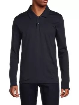 Поло с длинными рукавами Saks Fifth Avenue, темно-синий