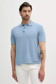 Поло с добавлением льна Sisley, синий