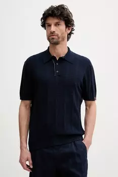 Поло с добавлением льна United Colors Of Benetton, темно-синий