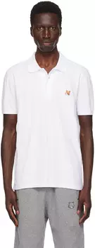 Поло с изображением головы лисы Maison Kitsune, белый