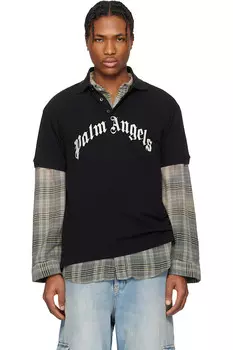 Поло с изогнутым логотипом Palm Angels, черный