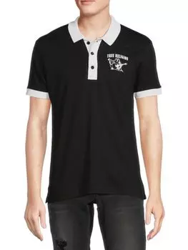 Поло с контрастным логотипом Buddah True Religion, цвет Black White