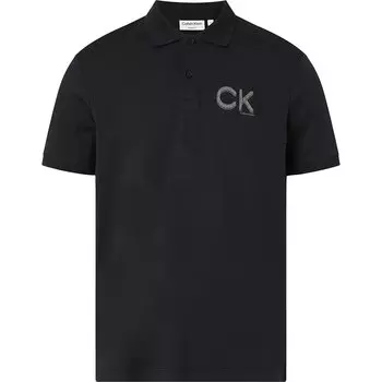 Поло с коротким рукавом Calvin Klein Striped Chest Logo, черный