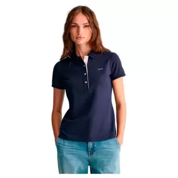Поло с коротким рукавом Gant Contrast Collar, синий