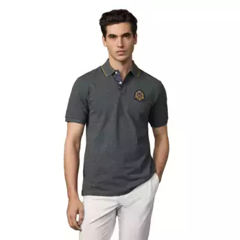 Поло с коротким рукавом Hackett Heritage Crest Logo, серый