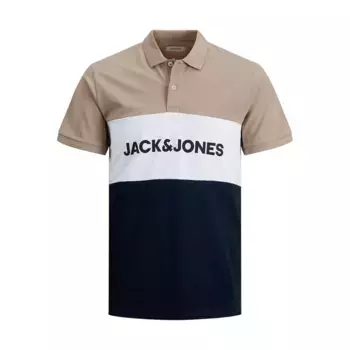 Поло с коротким рукавом Jack & Jones Elogo Blocking, бежевый