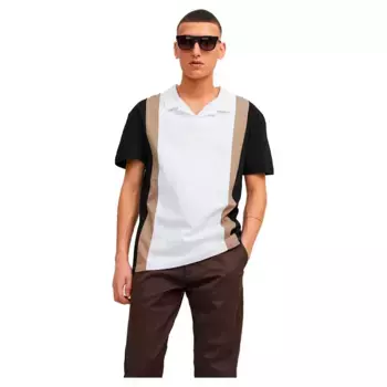 Поло с коротким рукавом Jack & Jones Retro Vertical Stripe Resort, белый