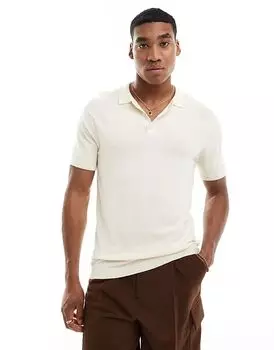 Поло с коротким рукавом облегающего кроя в цвете «кремовый» New Look