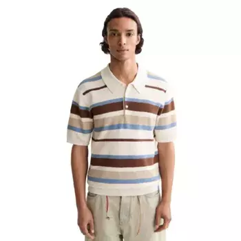 Поло с коротким рукавом Scotch & Soda Regular Fit Knitted Striped, бежевый