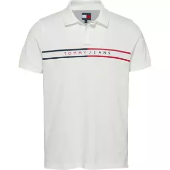 Поло с коротким рукавом Tommy Jeans Chest Flag Slim Fit, бежевый
