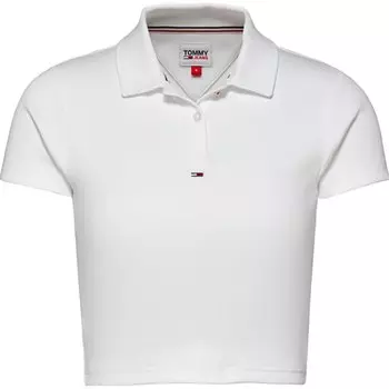 Поло с коротким рукавом Tommy Jeans Essential Cropped Rib, белый