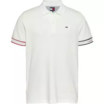 Поло с коротким рукавом Tommy Jeans Flag Cuff Slim Fit, бежевый