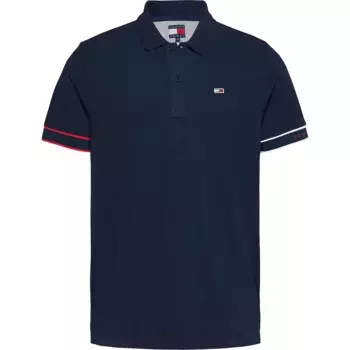 Поло с коротким рукавом Tommy Jeans Flag Cuff Slim Fit, синий