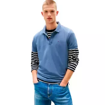 Поло с коротким рукавом Tommy Jeans Placket Slim Fit, синий