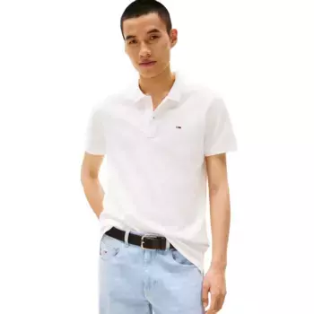 Поло с коротким рукавом Tommy Jeans Placket Slim Fit, белый