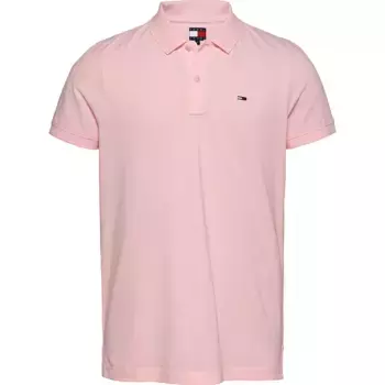 Поло с коротким рукавом Tommy Jeans Placket Slim Fit, розовый