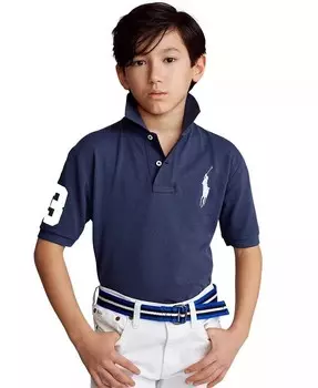 Поло с короткими рукавами и хлопковой сеткой Big Boys Big Pony Polo Ralph Lauren, синий