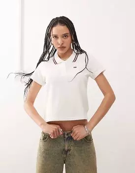 Поло с короткими рукавами и логотипом Obey Dual в кремово-белом цвете