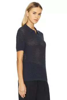 Поло с короткими рукавами открытой вязки Wao, синий
