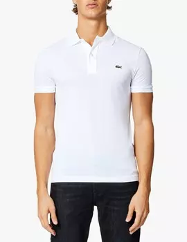 Поло с короткими рукавами приталенного кроя Lacoste, цвет Bianco
