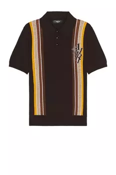 Поло с короткими рукавами в полоску Stack Amiri, коричневый