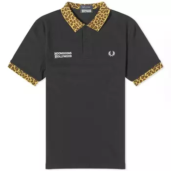 Поло с леопардовым принтом Fred Perry x Noon Goons, черный