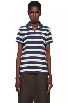 Поло с лисёнком и разноцветными полосками Maison Kitsun, мультиколор