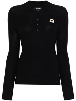 Поло с логотипом-нашивкой Rochas, черный