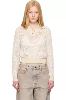 Поло с открытой спиной вязаное крючком Amiri, цвет alabaster