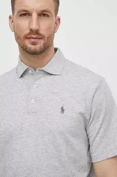 Поло с оттенком льна Polo Ralph Lauren, серый