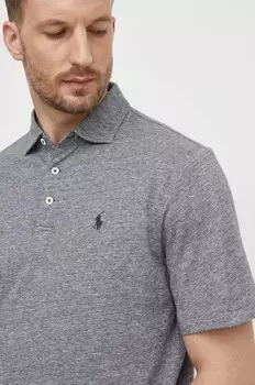 Поло с оттенком льна Polo Ralph Lauren, серый