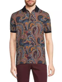 Поло с принтом Etro Etro, цвет Blue Multi
