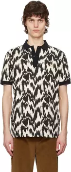 Поло с принтом животных черного и бежевого цвета Fred Perry