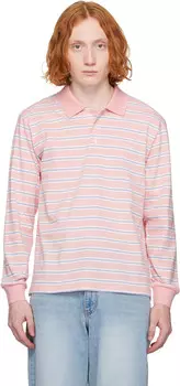 Поло с разноцветным воротником в розовую и синюю полоску Dunst