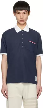 Поло с синей нашивкой, темное Thom Browne