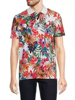 Поло с тропическим цветочным принтом Bertigo, цвет White Multicolor