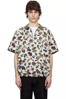 Поло с тропическим принтом Sacai, цвет ivory