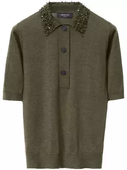 Поло с вышитым воротником Fabiana Filippi, зеленый