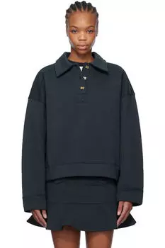 Поло с заниженными плечами темно-синего цвета GANNI