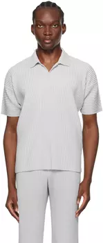 Поло серого цвета Basics HOMME PLISSe ISSEY MIYAKE, светло-серый