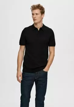 Поло SLHBERG Selected Homme, черный