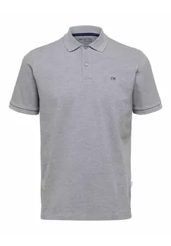 Поло Slhdante Ss W Noos Selected, цвет medium grey melange