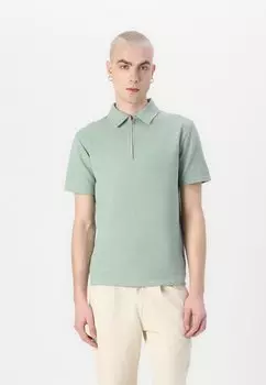 Поло SLHSANDER SEERSUCKER ZIP Selected Homme, светло-зеленый