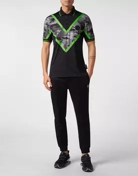Polo SS Neon Amazon Edition (Камуфляж) Plein Sport, цвет Black+Green Fluo