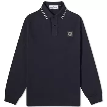 Поло Stone Island с длинными рукавами и нашивками