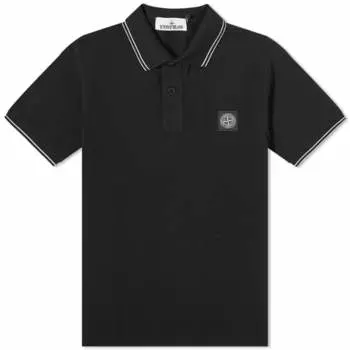 Поло Stone Island с нашивкой, черный