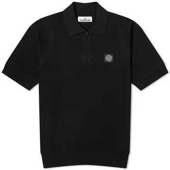 Поло Stone Island Soft Cotton Patch Knitted Polo Shirt, черный